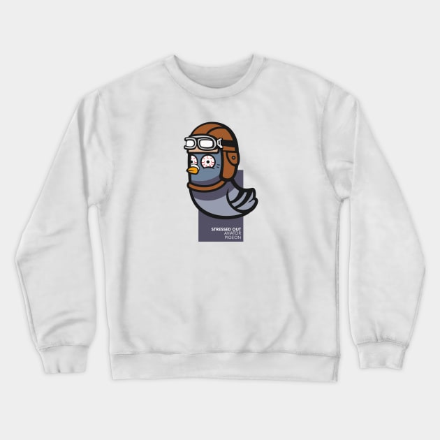 Stressed Out Aviator Pigeon Crewneck Sweatshirt by Johnitees